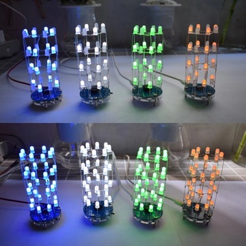 32LED 5mm Cube 8x4 BLUE świetlne animacje diy KIT