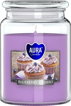 Duża Świeca Zapachowa w Szkle Bispol Aura snd99-341 BLUEBERRY DESSERT