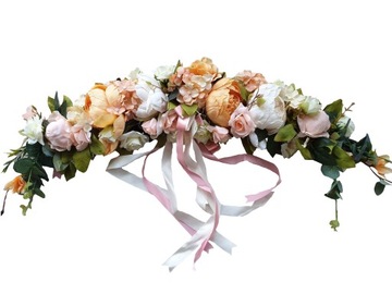 kompozycja wianek na drzwi brzoskwinia łosoś