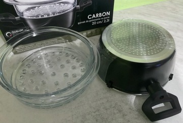 ПАРОВАРКА ДЛЯ ПАРОВАНИЯ 2 уровня СТЕКЛЯННЫЕ СИТА ИНДУКЦИОННЫЕ 20см