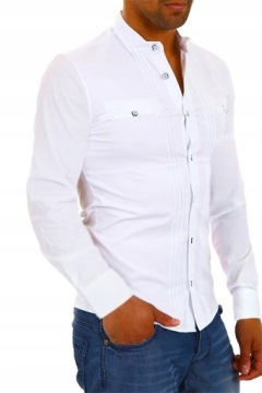 Мужская повседневная рубашка с воротником-стойкой на каждый день, гладкая НОВИНКА