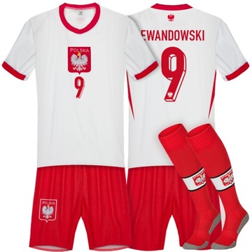 LEWANDOWSKI 9 POLSKA - Strój Piłkarski Komplet i getry 128 NOWOŚĆ 2024