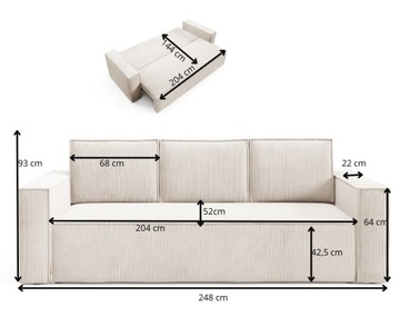 Диван CORDA SOFA, вельвет, спальная функция, машина DL + контейнер