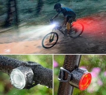 ВЕЛОСИПЕДНАЯ ЛАМПА ПЕРЕДНЯЯ + ЗАДНЯЯ ПОДСВЕТКА ВЕЛОСИПЕДА СВЕТОДИОДНЫЙ ФОНАРЬ USB-СВЕТ