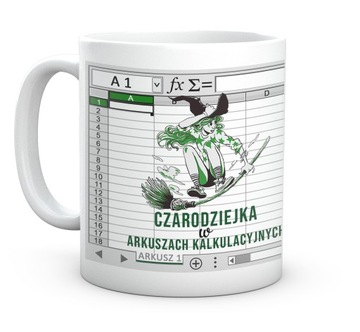 Kubek 330 ml Prezent do Pracy Excel Czarodziejka w Arkuszach Kalkulacyjnych
