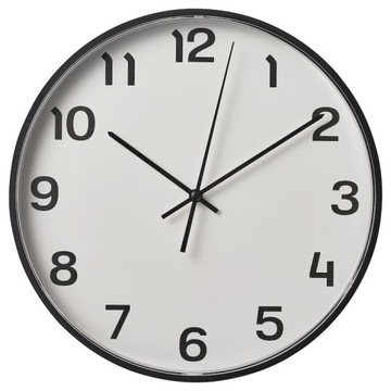 IKEA PLUTTIS Zegar ścienny 28cm czarny cichy mecha