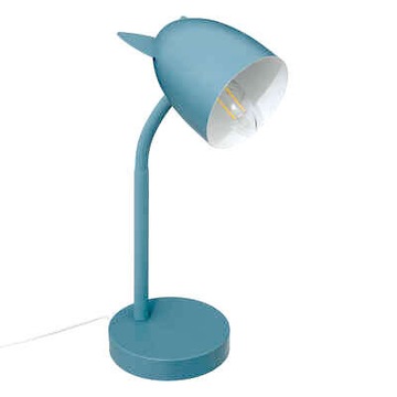 Lampa niebieska metalowa stołowa lampka biurowa 31 cm