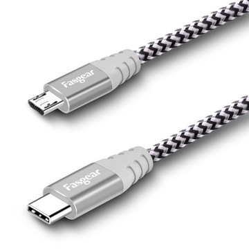 Gray 0.3m Usb C To Micro Usb Cable Data Cord Charger 3a Usb Cable For Cable