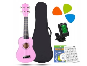 DREWNIANE UKULELE SOPRANOWE DLA DZIECI DO NAUKI GRY RÓŻNE KOLORY + GRATISY