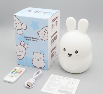 Ночной светильник SOFT RABBIT для детей, цветной СИЛИКОНОВЫЙ RGB светодиод + пульт дистанционного управления