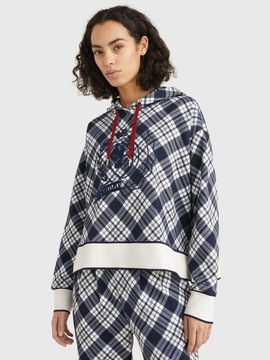BLUZA TOMMY HILFIGER RELAXED CHECK CREST HOODY XXL