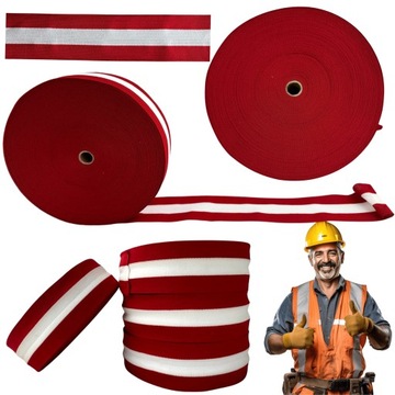 TAŚMA MATERIAŁOWA OSTRZEGAWCZA czerwona 100M WIELORAZOWEGO UŻYTKU zwijana