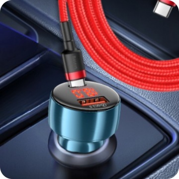 АВТОМОБИЛЬНОЕ ЗАРЯДНОЕ УСТРОЙСТВО USB + КАБЕЛЬ BASEUS 60 Вт БЫСТРАЯ ЗАРЯДКА QC 3.0 TYPE-C