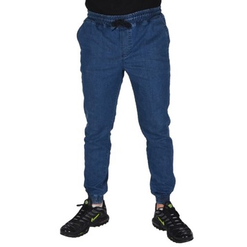 JIGGA WEAR SPODNIE JOGGER JEANS CROWN NIEBIESKIE XL klasyk