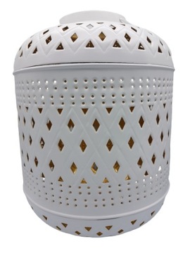 Lampion metalowy ażurowy biały 50 cm