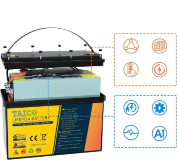 БАТАРЕЯ 12 В, 100 Ач, литиевая батарея BMS LiFePO4 TAICO для кемпинга на лодке