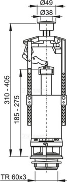 Сливной клапан ALCAPLAST для бачка START/STOP C2000-CHROM