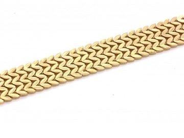 Złota damska bransoletka 585 szeroka błyszcząca taśma z ruchomych elementów