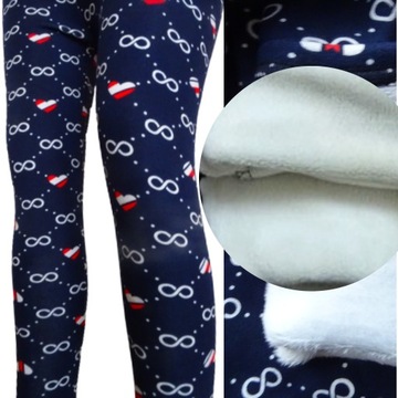Legginsy ocieplane dziewczęce THERMO polar futerkiem GETRY spodnie 110-116