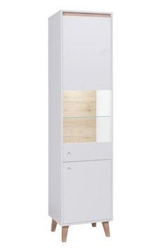 Witryna SLIM 50x205,5x40 - BIAŁY MAT / SAN REMO JASNY