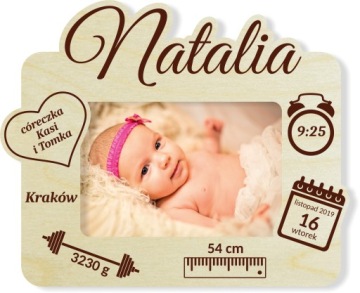 Рамка Свидетельство о рождении ребенка на 1 день рождения Фото 15х10см