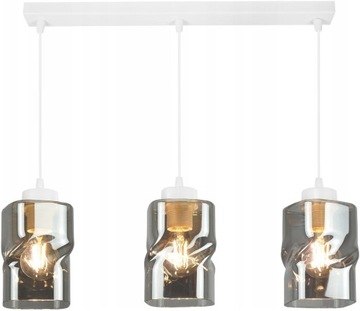 LAMPA SUFITOWA BIAŁA WISZĄCA ŻYRANDOL LISTWA 3 SZKLANE KLOSZE LED GRAFIT