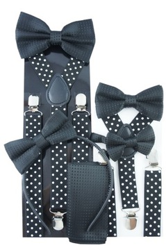 Черные мужские подтяжки и галстук-бабочка в горошек. УЗОРЫ НА ВЫБОР!