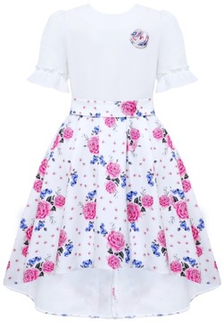 Elegancka wizytowa SUKIENKA z Trenem KOMUNIA DRUHNA ŚLUB r 128 6546