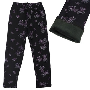 LEGGINSY getry ocieplane 110/116 na futerku czarne