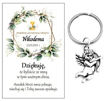 Podziękowanie dla gości breloczek ANIOŁEK NR 47 KOMUNIA PAMIĄTKA PODARUNEK