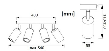 ПОТОЛОЧНЫЕ ПЛАНКИ ТОЧЕЧНЫЕ СВЕТИЛЬНИКИ-ГЛАЗКИ 4xGU10 ЦВЕТОВ