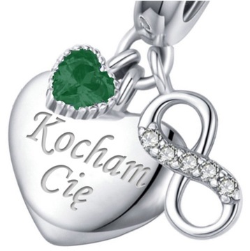 Charms Serce Zawieszki do bransoletek Charms Srebro 925 Grawer MODA TRUSKY