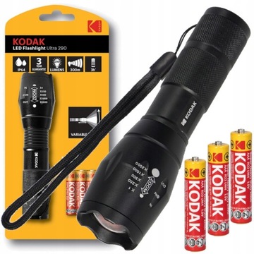 LATARKA LED Z FUNKCJĄ ZOOM MOCNA 290lm IP64 + BATERIE 3x AAA KODAK