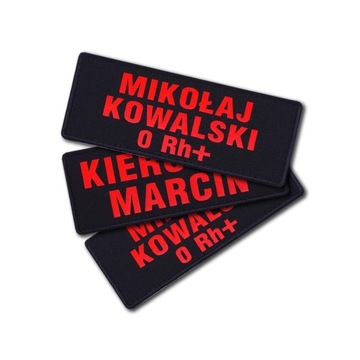 Imiennik emblemat FLUO na rzepie 13 x 5 cm dowolny