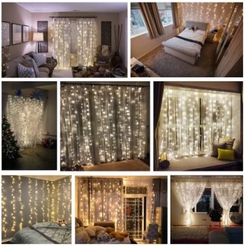 Светодиодные занавески, елочные огни, РОЖДЕСТВЕНСКАЯ СВАДЕБНАЯ ГИРЛЯНДИЯ для окна + ДИСТАНЦИОННОЕ УПРАВЛЕНИЕ