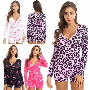 Women Yes Daddy Letter Leopard Printed Sleepwear J