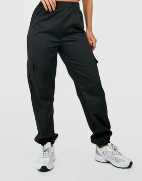 BOOHOO CZARNE SPODNIE JOGGER KIESZENIE KON NG2__S