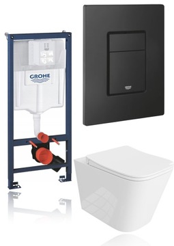 GROHE унитаз скрытого монтажа с кнопкой-чашей MAT BLACK SOLIDO RAPID