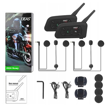 EJEAS V6 PRO BLUETOOTH 5.0 INTERKOM MOTOCYKLOWY SŁUCHAWKI 1200M 2SZT