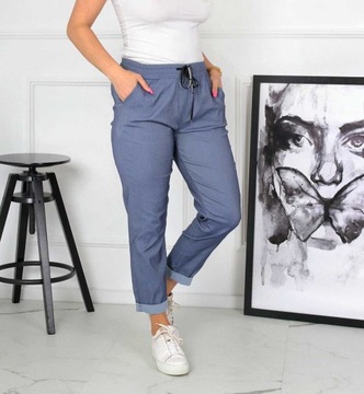 SPODNIE DAMSKIE RURKI CYGARETKI MODNE 48 4XL JEANS