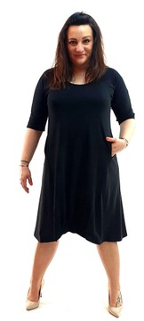 Sukienka Dzianina Czarna z gumką Rozm 60 Plus size