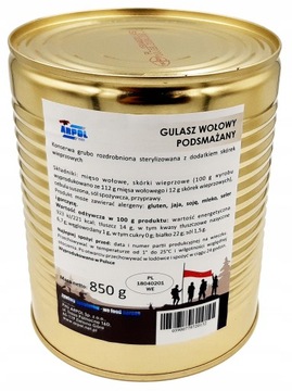 MAŁPA WOJSKOWA 850g GULASZ WOŁOWY PODSMAŻANY