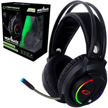 Słuchawki nauszne dla graczy GAMING RGB + Mikrofon