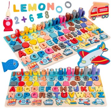 Montessori Układanka Drewniana Zabawka Sorter 7w1