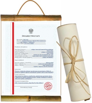 DYPLOM prezent DZIEŃ OJCA świadectwo taty URODZINY mamy życzenia TATA tacie