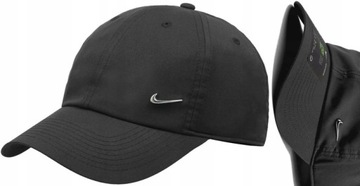 CZAPKA DAMSKA NIKE METAL Z DASZKIEM SWOOSH CZARNA BEJSBOLÓWKA METALOWE LOGO