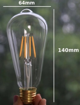 Żarówka LED E27 4W ST64 FILAMENT AMBER