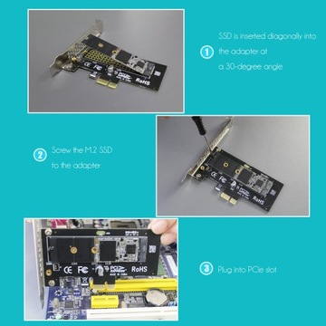 Адаптер M.2 NVMe — PCIe X1 для твердотельного накопителя M.2 NVMe