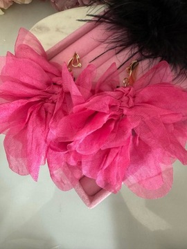 Klipsy jedwabne pink codzienne modny wzór wiszące c88