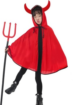 PELERYNA DIABŁA DIABLICY DIABEŁEK HALLOWEEN KAPTUR rogi HALLOWEEN